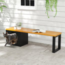 Outdoor Metal Bench with Cat House and Scratching Pad