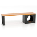 Outdoor Metal Bench with Cat House and Scratching Pad