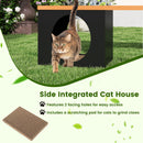 Outdoor Metal Bench with Cat House and Scratching Pad