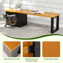 Outdoor Metal Bench with Cat House and Scratching Pad