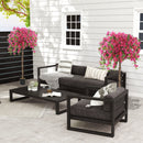 HOMCOM Set Of 2 Decorative Artificial Plants Fake Plants Purple And Red