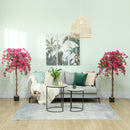 HOMCOM Set Of 2 Decorative Artificial Plants Fake Plants Purple And Red