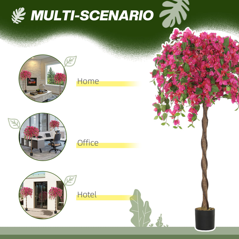 HOMCOM Set Of 2 Decorative Artificial Plants Fake Plants Purple And Red