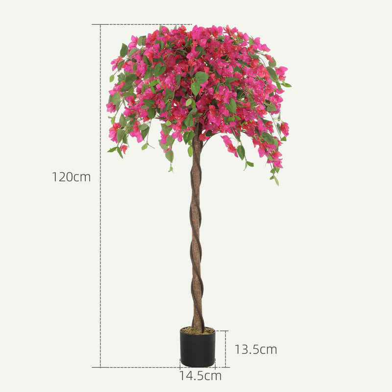 HOMCOM Set Of 2 Decorative Artificial Plants Fake Plants Purple And Red
