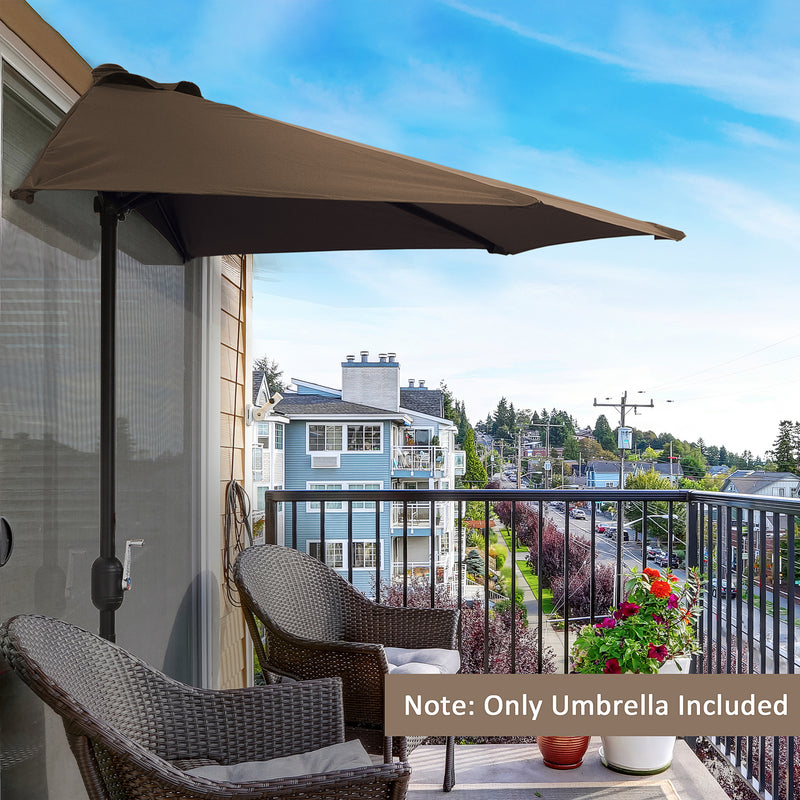 Outsunny 2.7m Metal Frame Garden Furniture Parasol Half Round Umbrella