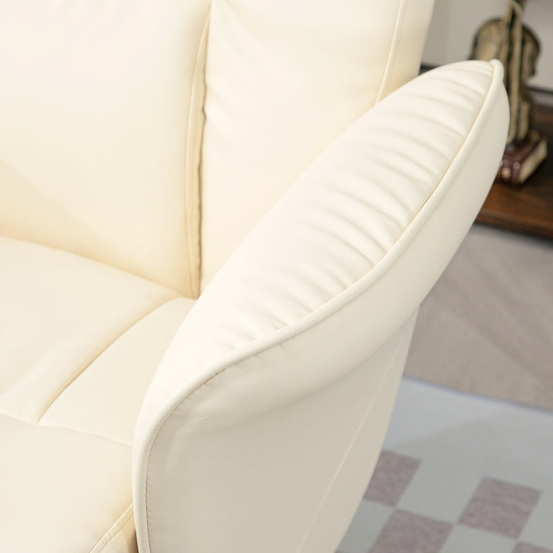 HOMCOM PU Leather Armchair And Footrest Swivel Recliner W/ Ottoman Light Grey/Cream/Dark Grey