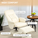 HOMCOM PU Leather Armchair And Footrest Swivel Recliner W/ Ottoman Light Grey/Cream/Dark Grey