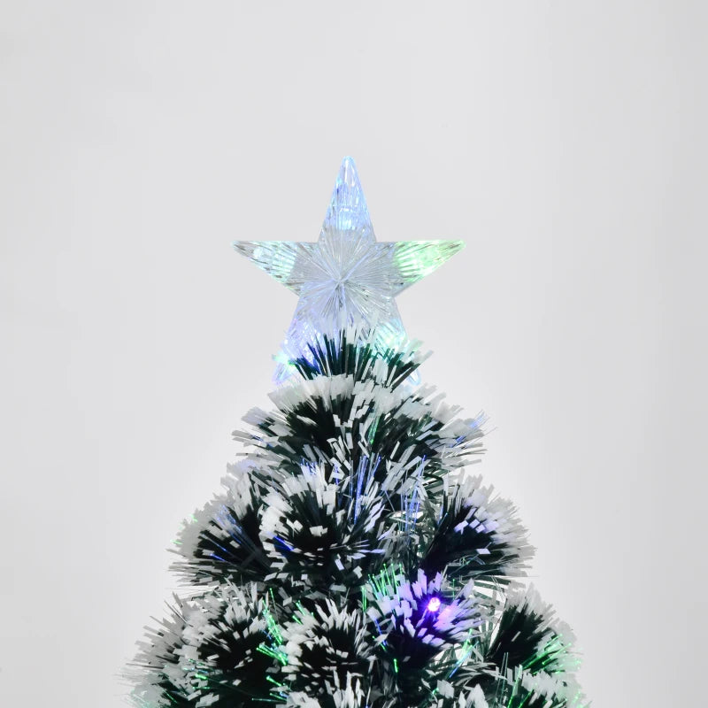 Christmas Time 4ft 120cm Green/White Artificial Christmas Tree W/ Prelit LED Lights-Multicolor