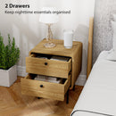 HOMCOM Bedside Table, Modern Nightstand with 2 Drawers Rounded Edges, Oak