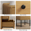 HOMCOM Bedside Table, Modern Nightstand with 2 Drawers Rounded Edges, Oak