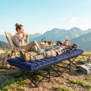 Outsunny Camping Cot Heavy Duty Folding Bed with Soft Pad Blue
