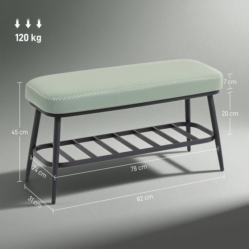 HOMCOM Shoe Bench, PU Leather Shoe Storage Bench for Entryway,
