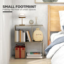 HOMCOM Side Table, Narrow End Table with Storage Shelves, Grey