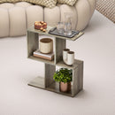 HOMCOM Side Table, Narrow End Table with Storage Shelves, Grey