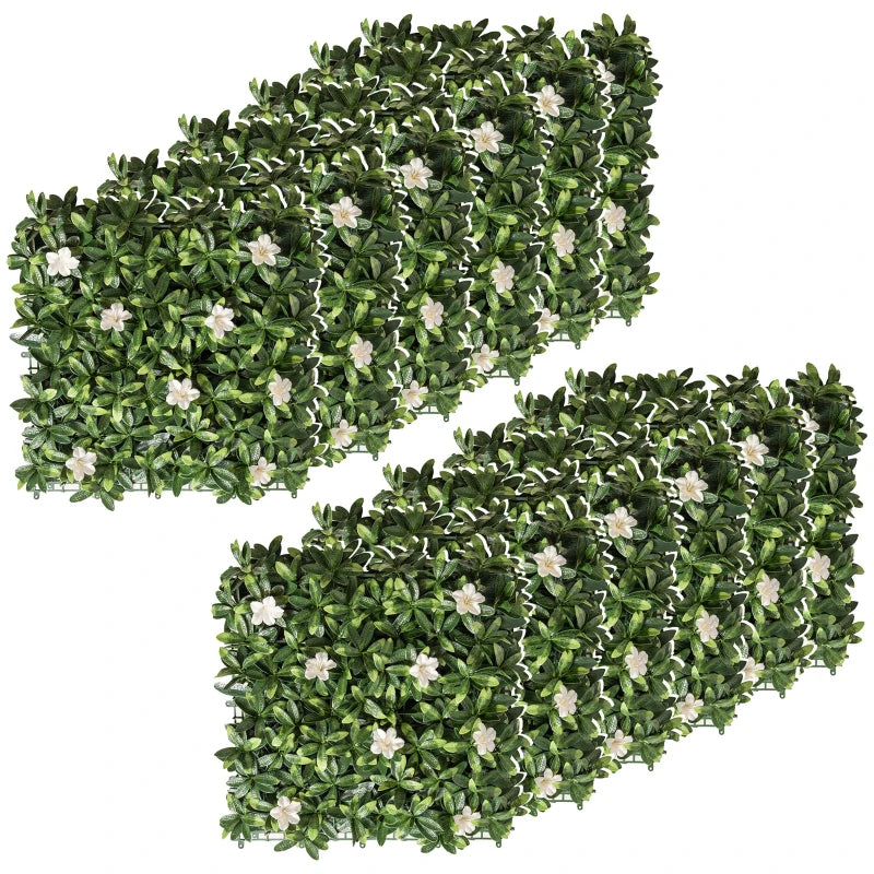 Outsunny Faux Green Floral Wall Trellis - 12 Pieces