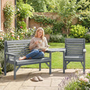 Outsunny Wood Garden Furniture Set w/ Parasol Hole, Detachable Table, Grey