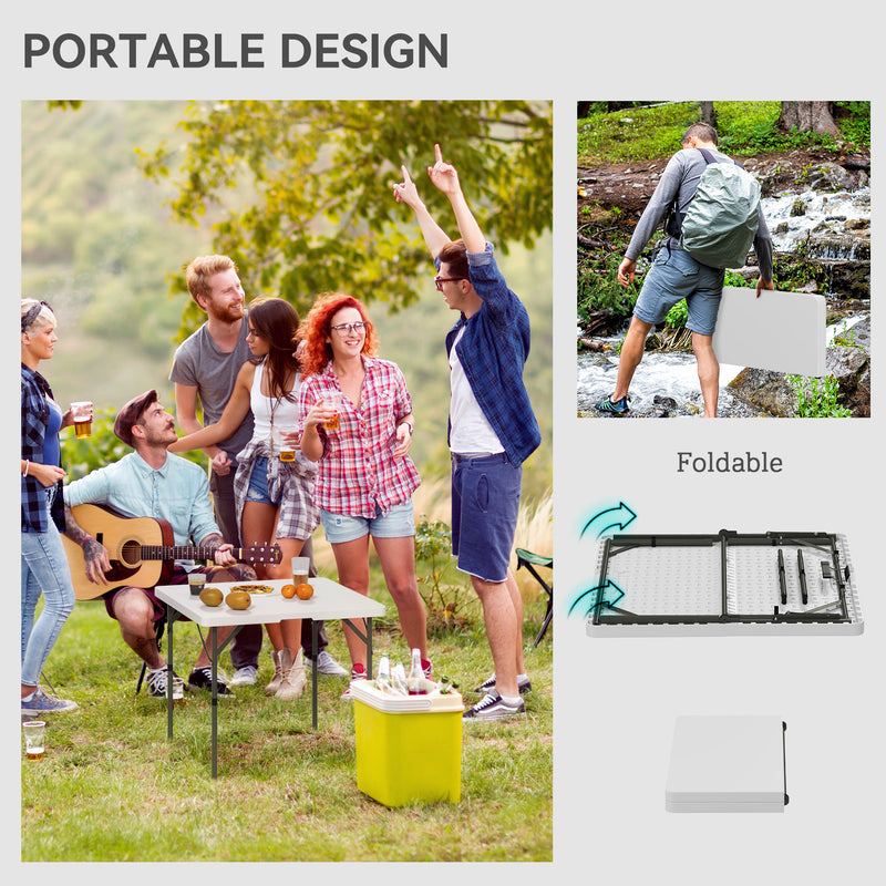Outsunny 3ft Folding Camping Table With 2 Adjustable Height,
