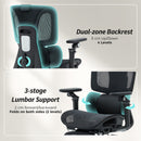HOMCOM Ergonomic Office Chair, Mesh Desk Chair With Lumbar Support, Footrest