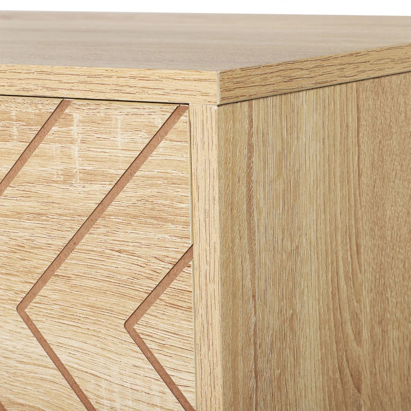 HOMCOM Chest Of 5 Drawers Storage Unit Zig Zag Design w/ Black Metal Handles