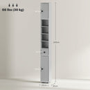 kleankin Slim Bathroom Cabinet, Toilet Roll Storage w/ Shelves