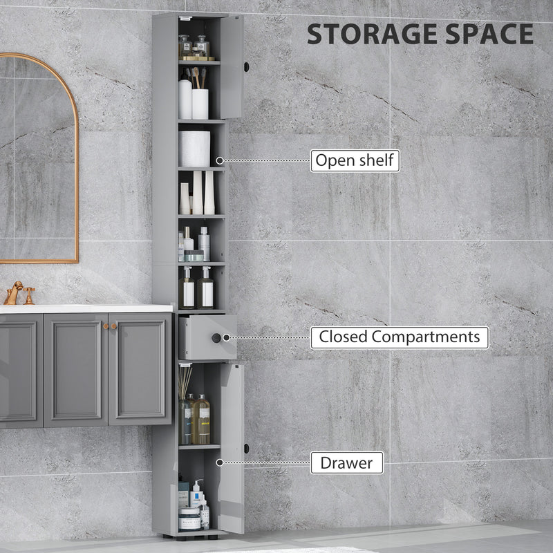kleankin Slim Bathroom Cabinet, Toilet Roll Storage w/ Shelves