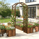 Outsunny Wooden Garden Arch With 2 Planter Boxes, Decorative Garden Arbor