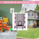 HOMCOM 4.6FT/75 Inch Kids Trampoline With Safety Enclosure, Indoor Outdoor