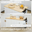 HOMCOM Kitchen Island on Wheels, Kitchen Cart with Drop Leaf, White