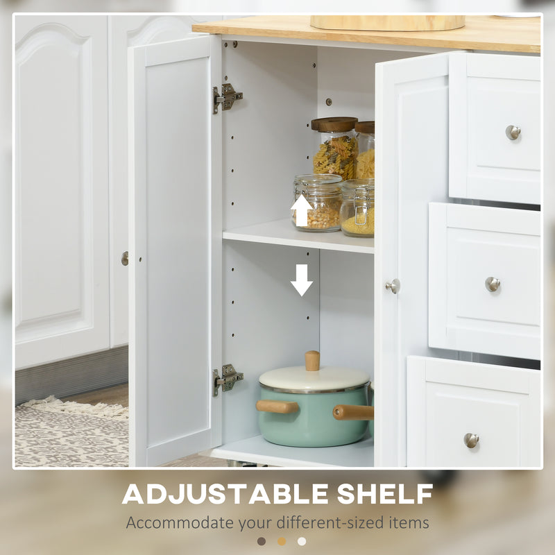 HOMCOM Kitchen Island on Wheels, Kitchen Cart with Drop Leaf, White