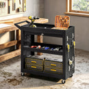 HOMCOM Storage Trolley Wheel Cart with Lockable Wheels Black