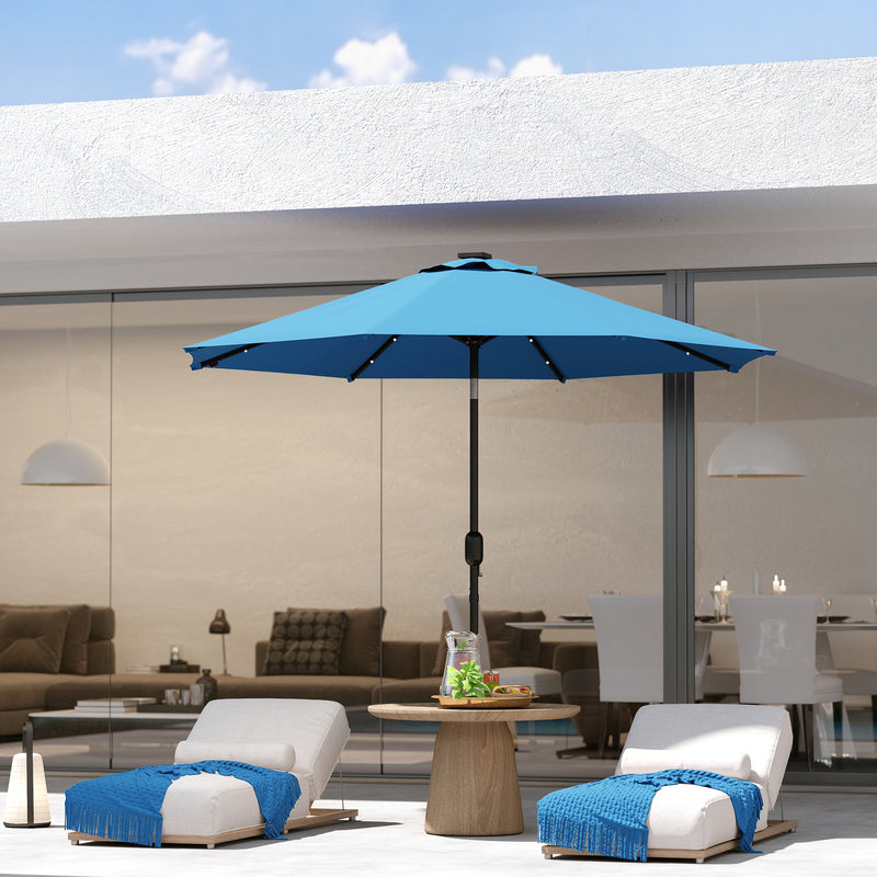 Outsunny 24 LED Solar Powered Parasol Umbrella Garden Tilt Outdoor String Light