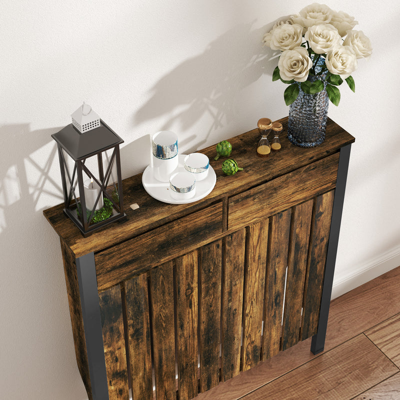 HOMCOM Small Radiator Cover with Drawer and Vertical Slats 88.5 x 19 x 93cm