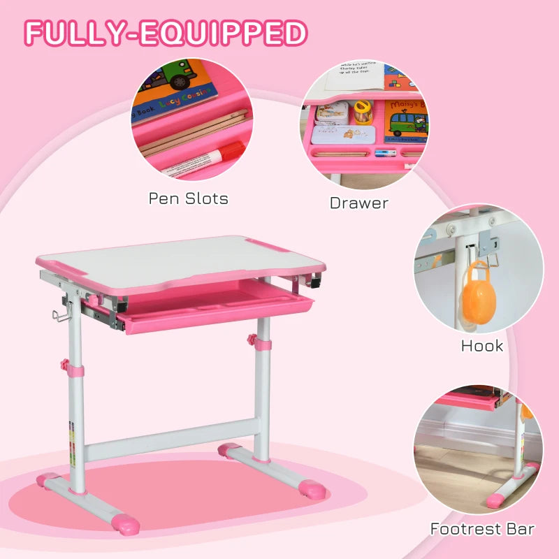 HOMCOM Kids Desk and Chair Set - Pink