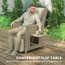 Outsunny Rattan Garden Recliner Chair with Flip Table, Brown