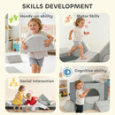 AIYAPLAY Kids Play Sofa, 12 Pieces Foam Modular Convertible Sofa, Grey