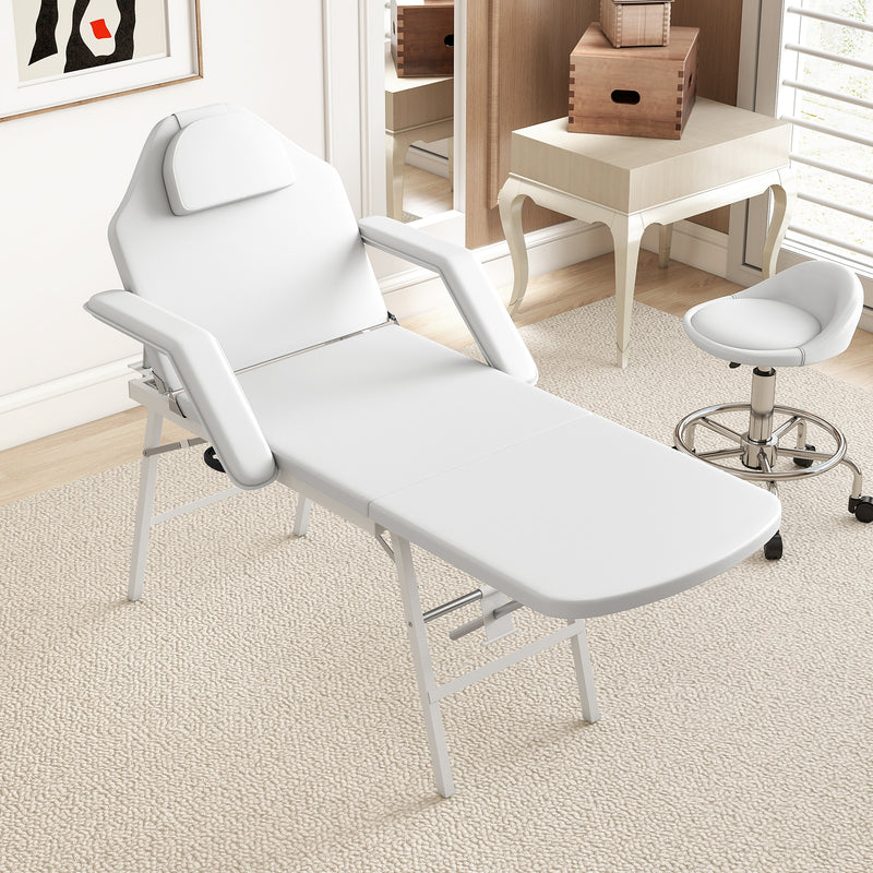 HOMCOM 3 Section Adjustable Massage Table, Beauty Bed for Spa, Lash,