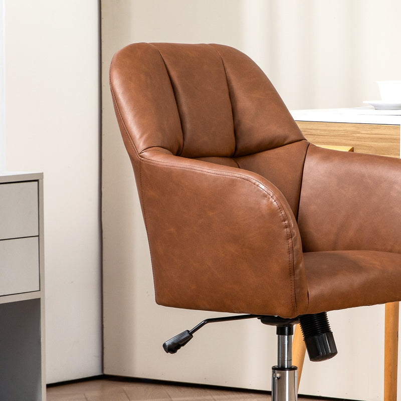 HOMCOM Computer Grey Desk Chair With PU Leather, Swivel Wheels