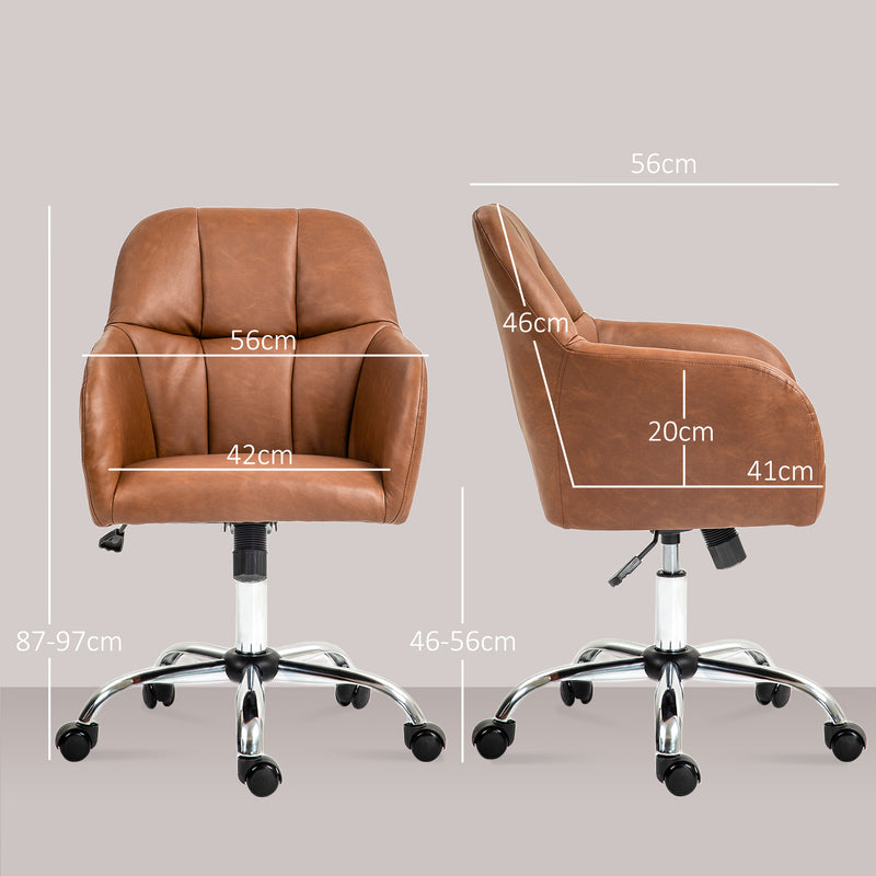 HOMCOM Computer Grey Desk Chair With PU Leather, Swivel Wheels