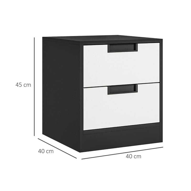 HOMCOM 2 Drawer Bedside Tables Set of 2 with Storage Nightstands for Bedroom