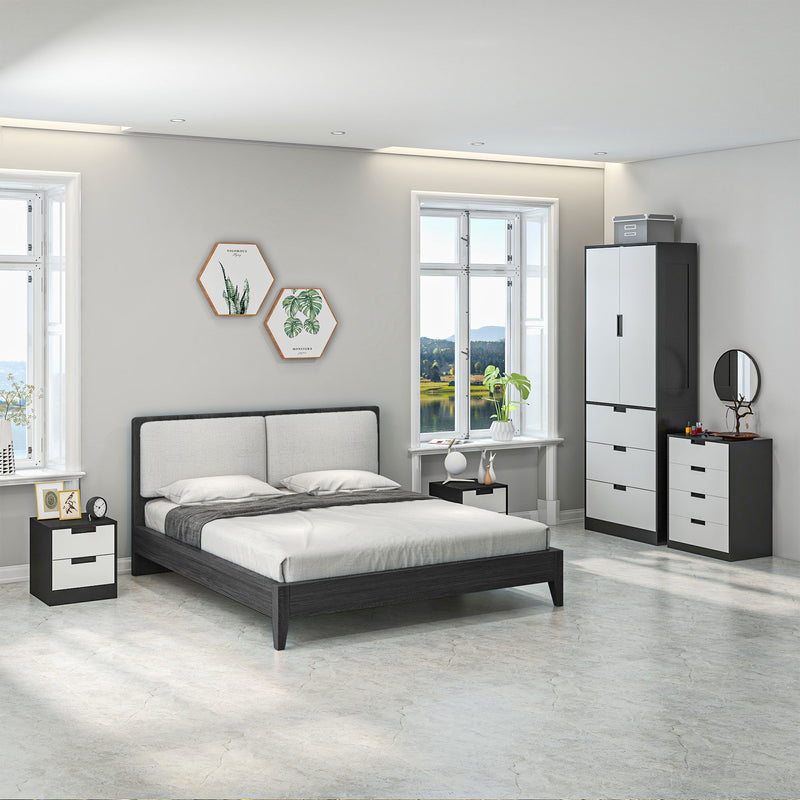 HOMCOM 2 Drawer Bedside Tables Set of 2 with Storage Nightstands for Bedroom