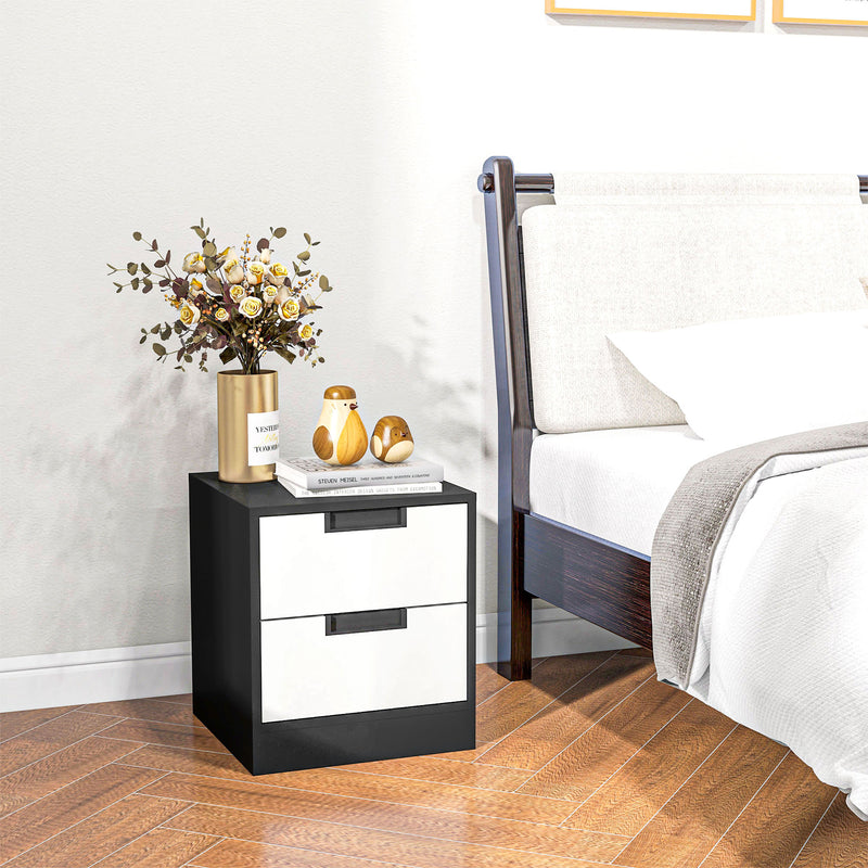 HOMCOM 2 Drawer Bedside Tables Set of 2 with Storage Nightstands for Bedroom