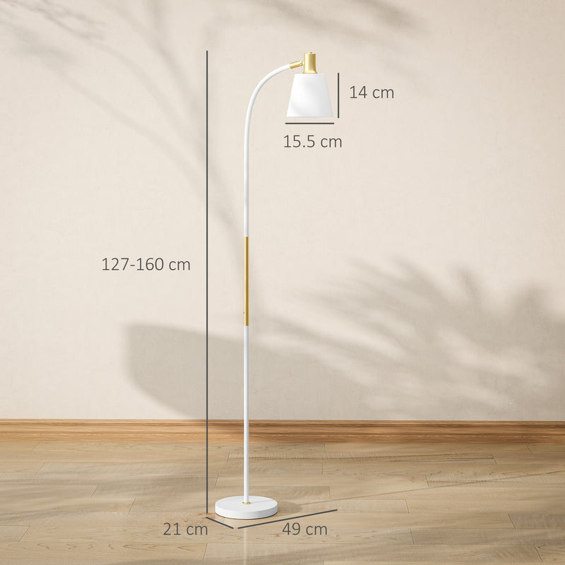 HOMCOM Spotlight Reading Standing Lamp with Adjustable Height, White