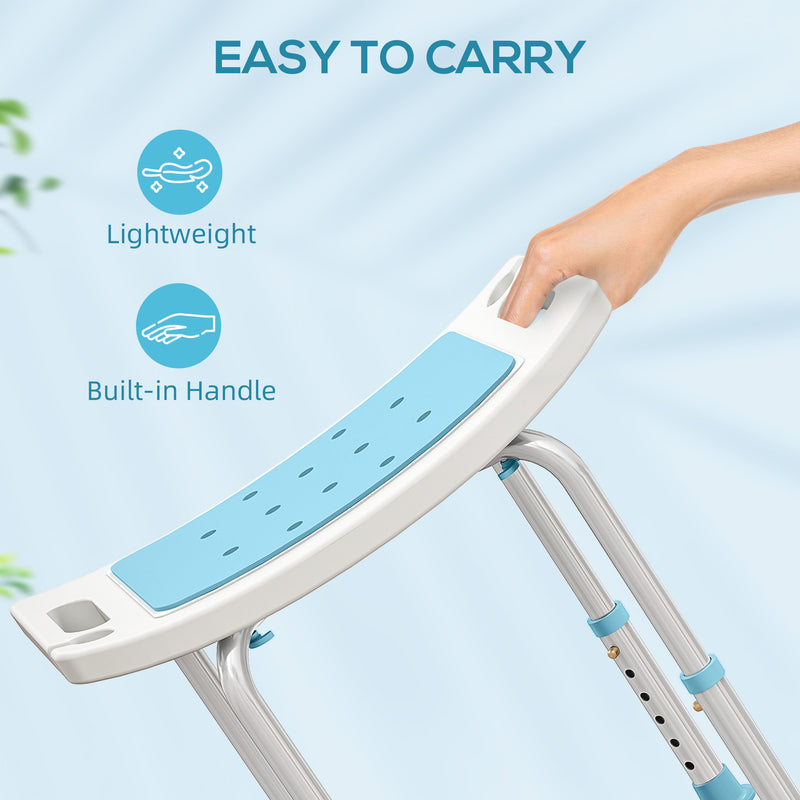 HOMCOM Adjust Aluminium Bath Stool Shower Non-Slip w/ Shower Hole