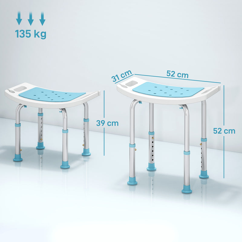 HOMCOM Adjust Aluminium Bath Stool Shower Non-Slip w/ Shower Hole