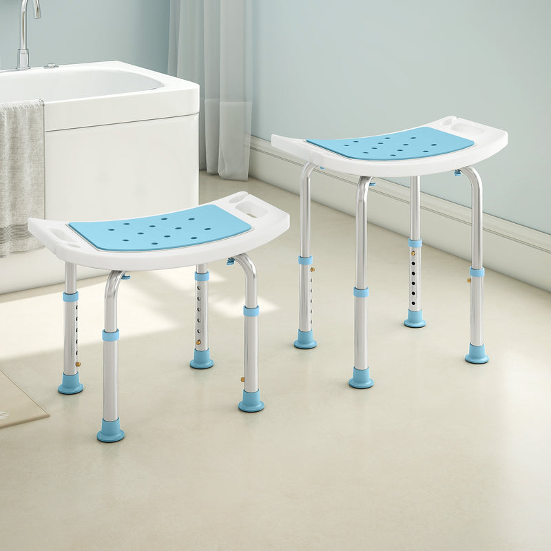 HOMCOM Adjust Aluminium Bath Stool Shower Non-Slip w/ Shower Hole