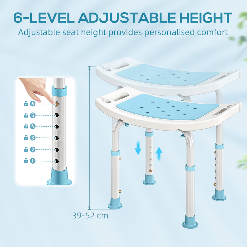 HOMCOM Adjust Aluminium Bath Stool Shower Non-Slip w/ Shower Hole