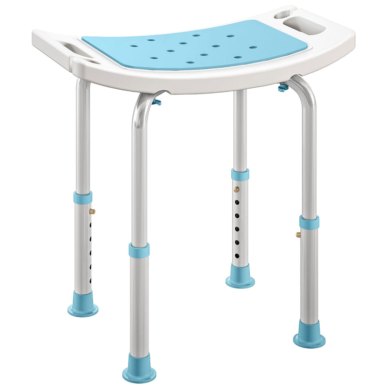 HOMCOM Adjust Aluminium Bath Stool Shower Non-Slip w/ Shower Hole