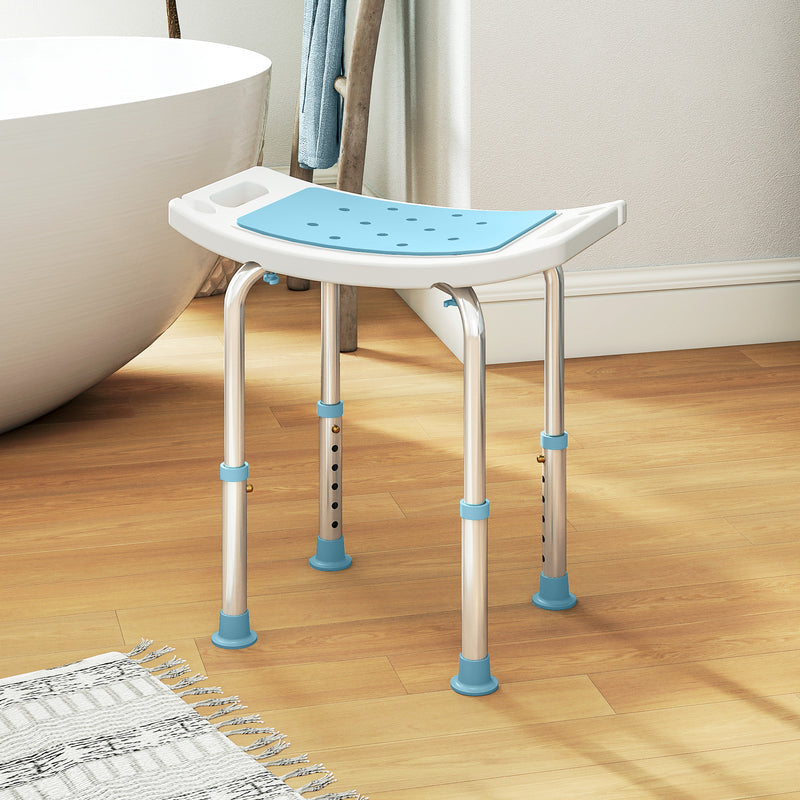 HOMCOM Adjust Aluminium Bath Stool Shower Non-Slip w/ Shower Hole