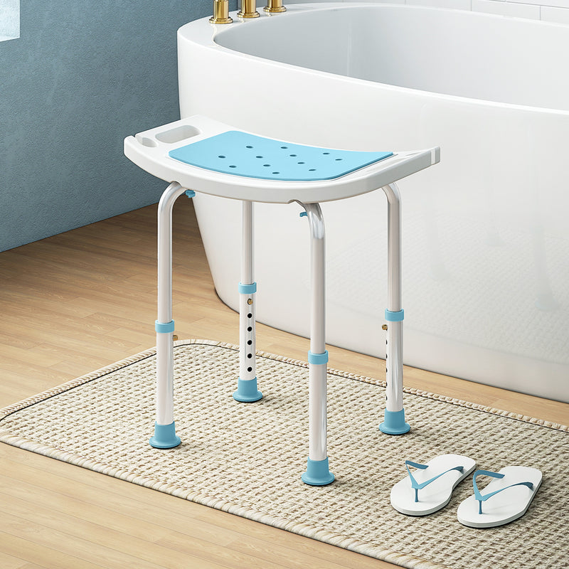 HOMCOM Adjust Aluminium Bath Stool Shower Non-Slip w/ Shower Hole