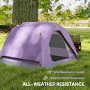 Outsunny 3-4 Person Camping Tent, Waterproof Tent, Purple
